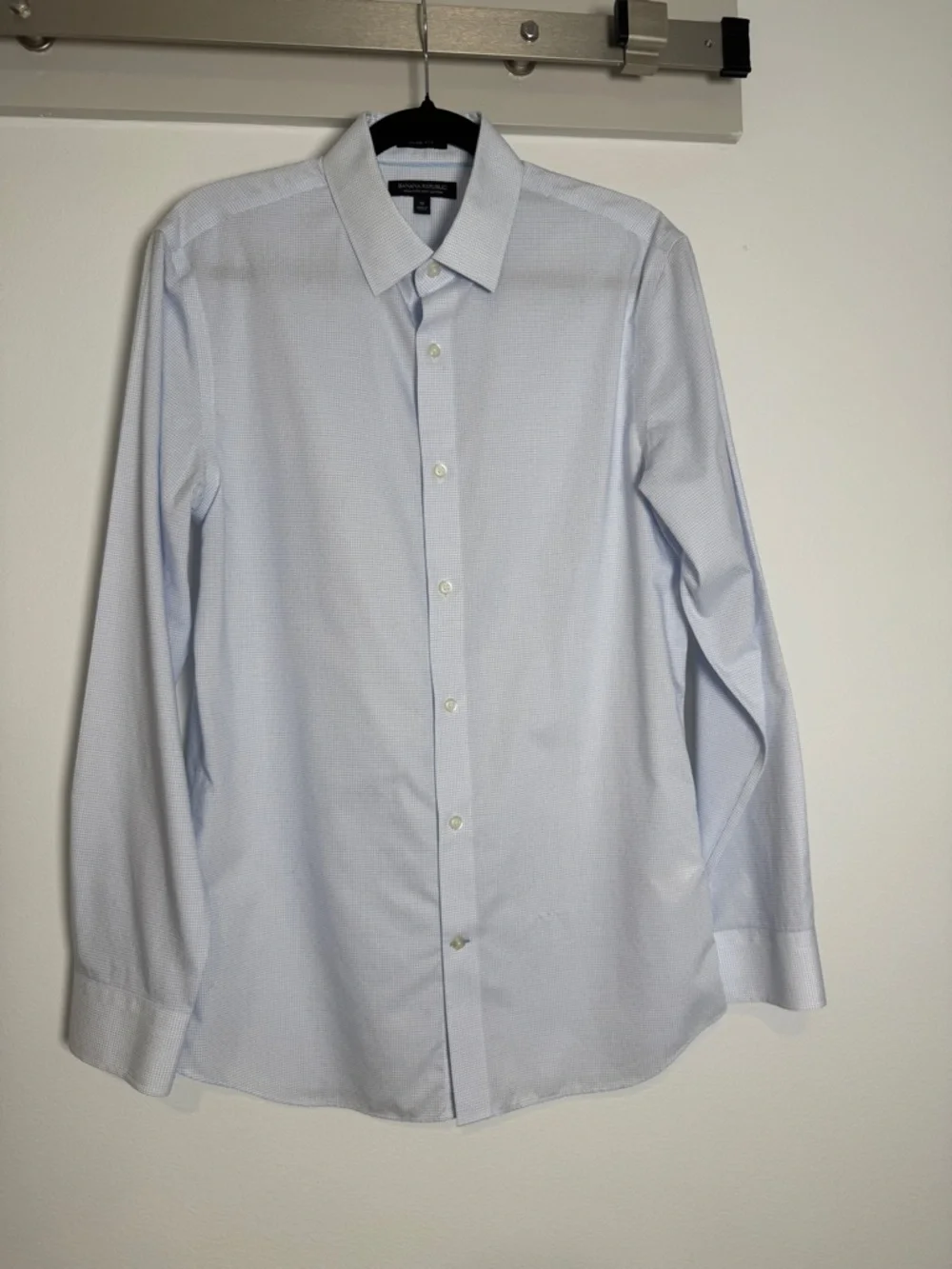 Banana Republic Light Blue Textured Men's Dress Shirt Medium